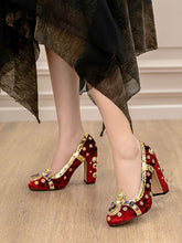 Load image into Gallery viewer, 10CM Luxury Pearls And Diamonds Chunky Heels Retro Shoes