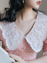 Load image into Gallery viewer, Pink Lace Collar Puff Sleeve Vintage 1950S Dress