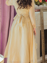 Load image into Gallery viewer, Yellow Square Neck Lace Butt Waist Ruffle 1950S Dress