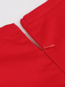 Crewneck Cut Out Solid Color 1950S Vintage Dress