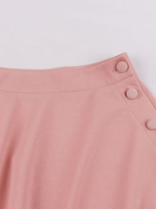 Pink Button High Wasit Swing 1950S Vintage Dance Skirt