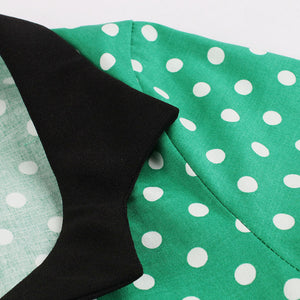 Cotton High Waist Polka Dots 1950s Vintage Dress