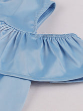 Load image into Gallery viewer, Baby Blue V Neck Cut Out Shoulder Ruffles 1950S SwingVintage Dress