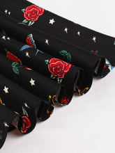 Load image into Gallery viewer, Black Butterfly And Bird Print 1950S Sleeveless Vintage Swing Dress With Pockets