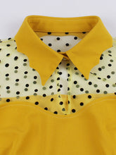 Load image into Gallery viewer, Yellow Turn Down Polka Dots Embroidered Semi-Sheer 1950S Vintage Dress
