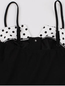 Black 1950s Polka Dot Bodycon Dress With Belt
