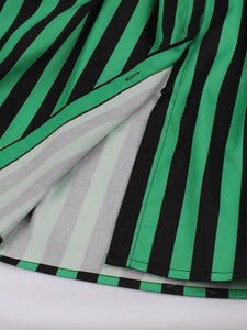Green and Black Stripe With Pockets 50S Halloween Dress