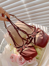 Load image into Gallery viewer, Women&#39;s Low Heel Sandals Square Toe Rose Leather Vintage Shoes