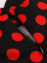 Load image into Gallery viewer, Black Ladybug Off the Shoulder High Waist Halter 1950 Dress