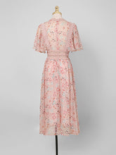 Load image into Gallery viewer, Pink Butterfly Sleeve Lace Chiffon Dress