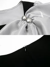 Load image into Gallery viewer, Black Big Sweet Bow Vintage Square Collar Puffed Sleeve 1960S Dress