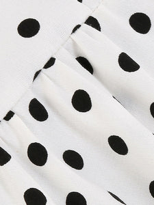 White Polka Dots Sleeveless 1950S Vintage Shirt Swing Dress