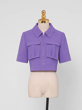 Load image into Gallery viewer, 2PS Workwear Style Cropped Top Flared Trousers 1970S Set