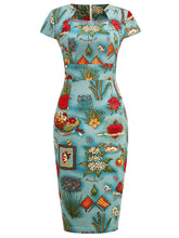 Load image into Gallery viewer, Floral  Queen Collar 1960S Bodycon Dress