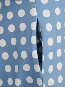 Green And White Polka Dots Pockets Vintage Halter 1950S Dress With Button