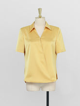 Load image into Gallery viewer, 2PS Yellow Elegant V-neck Short Sleeve Shirt With High-waisted Wide Pants Suit
