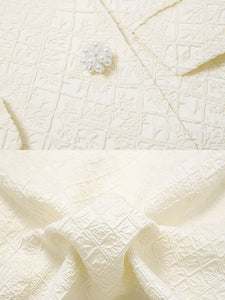Apricot Lace Puff Short Sleeve Blazer Bud Dress