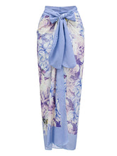 Load image into Gallery viewer, 2PS Blue Flower One Piece With Bathing Suit Warp Skirt