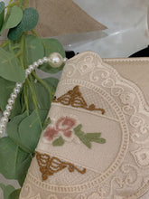 Load image into Gallery viewer, 1950S Blue Embroidered Rose Vintage Pearl Handbag Satin Banquet Bag