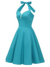 Load image into Gallery viewer, Lake Blue Halter Swing 1950S Vinatge Dress