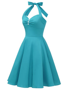 Lake Blue Halter Swing 1950S Vinatge Dress