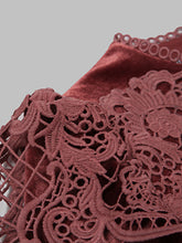 Load image into Gallery viewer, Red Crew Neck Velvet Puff Sleeve 1950S Vintage Dress With Belt