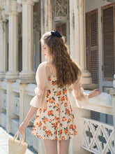 Load image into Gallery viewer, Rose Puff Sleeve Ballet Style Vintage One Piece Swimwear