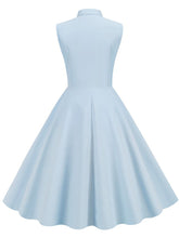 Load image into Gallery viewer, Baby Blue Bow Collar Sleeveless 1950S Vintage Shirt Swing Dress