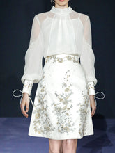 Load image into Gallery viewer, Embroidered Long Sleeve Blouse And Skirt Vintage Set 1950S Dress