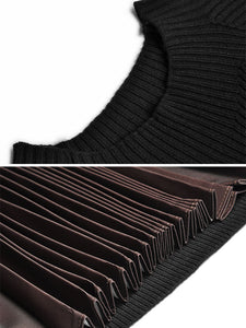 Black Knitted Sweater Maxi Dress Long Sleeve 1950S Vinatge Dress With Belt