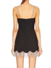 Load image into Gallery viewer, Black Spaghetti Strap Sexy Gown Party Dress With Rhinestones