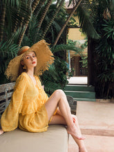 Load image into Gallery viewer, 3PS Yellow Fairy Vintage One Piece Dress And Bikinis Swimwear Bathing Suit