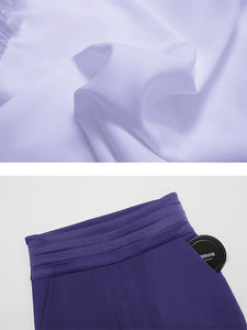 2PS Purple Ruffles Sleeveless 1950S Vintage Pant Set