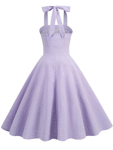 Lavender And White Plaid Vintage Halter Stellalou Same Style Easter 1950S Dress With Headband Set