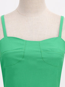 Green Strap Sleeveless 1950S Vinatge Dress