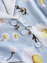 Load image into Gallery viewer, Baby Blue Daisy Turn-Down Collar 1950S Dress With Belt