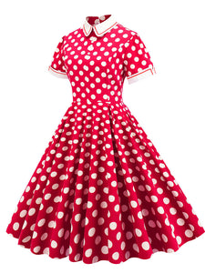 Polka Dots Peter Pan Collar 1950S Dress With Pockets