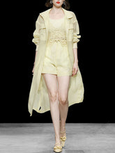 Load image into Gallery viewer, 4PS Yellow 1950S Vintage Camisole Lace Vest And Shorts Coat Set