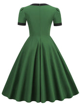 Load image into Gallery viewer, Green Big Bow Square Collar 1950S Vintage Dress