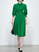 Load image into Gallery viewer, Green And Black Stripe Long Sleeve 1950S Halloween Vintage Dress