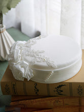 Load image into Gallery viewer, White 1950S Pillbox Hat With Rose Vintage Hepburn Style Hat