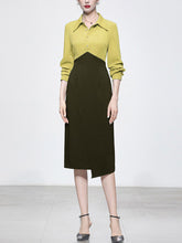 Load image into Gallery viewer, Yellow Turn Down Collar Long Sleeve 1960S Dress