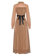 Load image into Gallery viewer, Honey Flocking Polka Dots Long Sleeve Maxi Party Dress