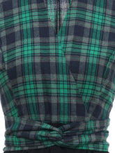 Load image into Gallery viewer, Green Plaid 3/4 Sleeve Fake Two Piece Style 1950S Vintage Dress