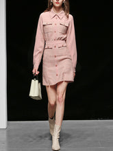 Load image into Gallery viewer, 2PS Pink 1950S Vintage Classic Top And High Waist Short Skirt Suit