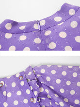 Load image into Gallery viewer, Purple Polka Dots Puff Sleeve Vintage Rapunzel Style Chiffon Dress