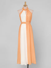 Load image into Gallery viewer, White And Orange Lace Halter Maxi Dress