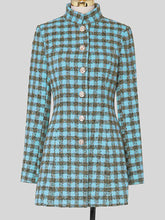 Load image into Gallery viewer, Plaid Stand Collar Houndstooth Tweed 1940S Coat