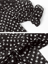 Load image into Gallery viewer, Black Polka Dots V Neck Vintage Style Ruffles Dress