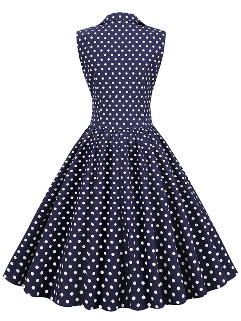 White Polka Dots Sleeveless 1950S Vintage Shirt Swing Dress – Jolly Vintage
